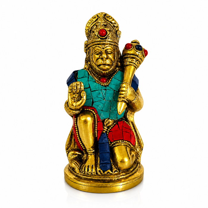 Hanuman Bronce con Piedras 16 cm