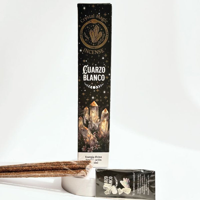Incienso Dulce con Piedras de Cuarzo Blanco
