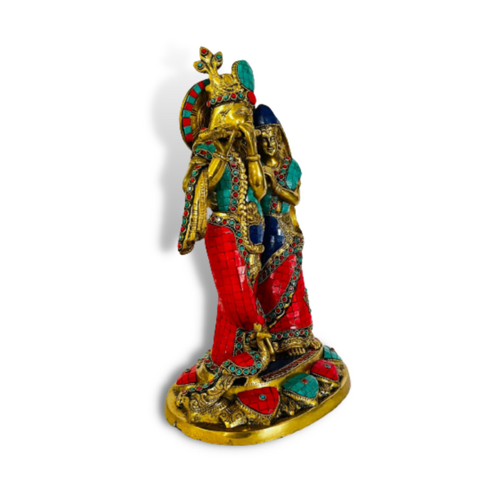 Radha Krishna in Love Bronce y Piedras 25 cm