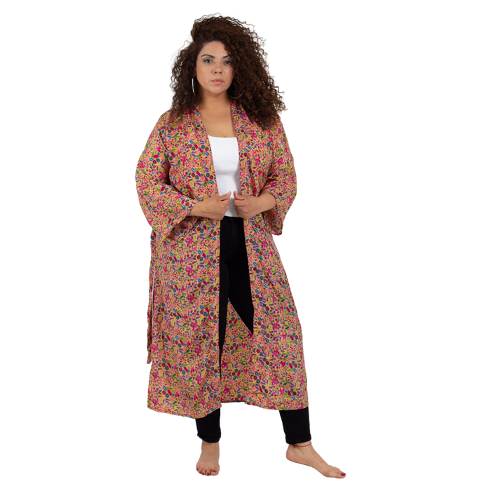 Kimono Trisha Beige con Rosa