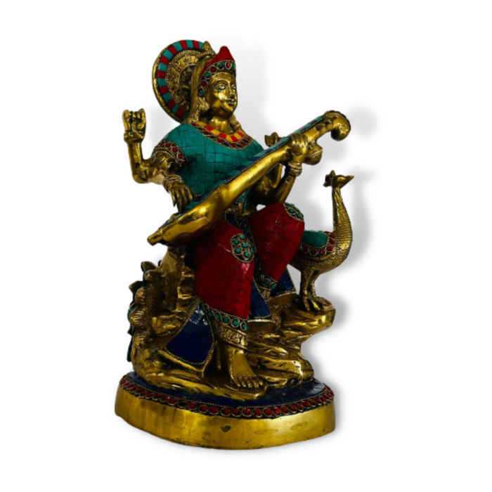 Saraswati Bronce con Piedras 38 cm