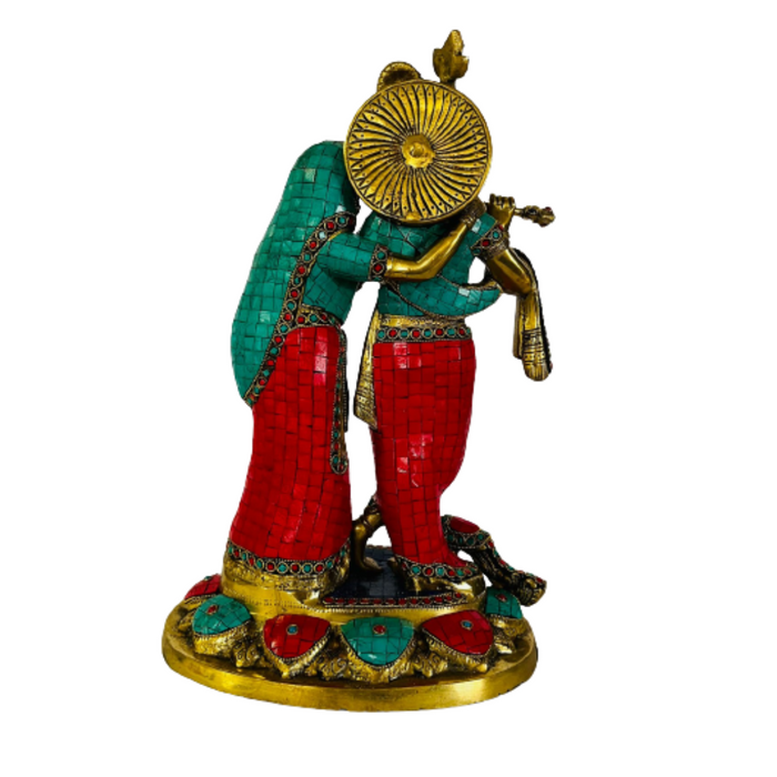 Radha Krishna in Love Bronce y Piedras 25 cm