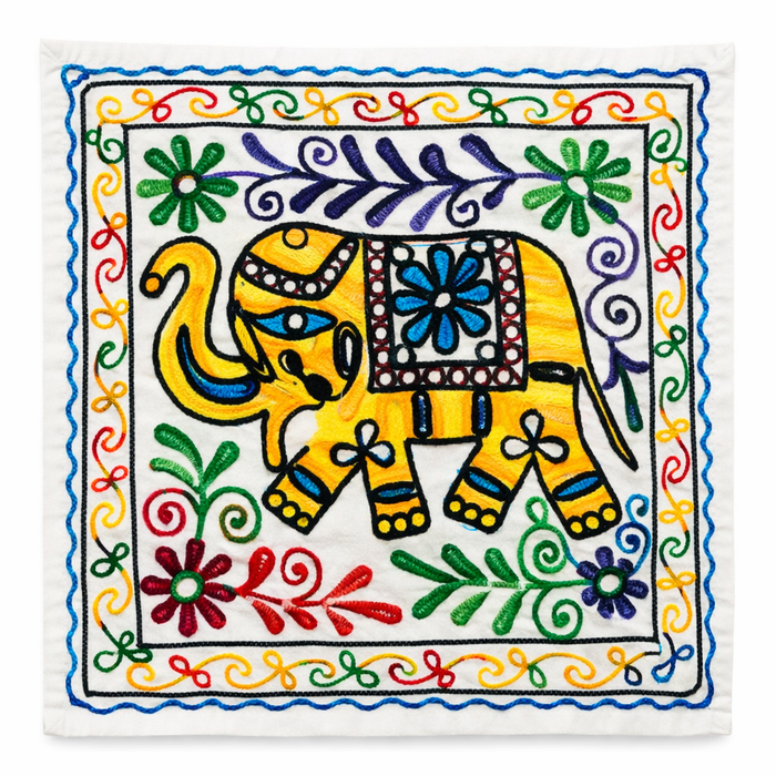 Funda de Cojín Elephant Amarillo y Azul