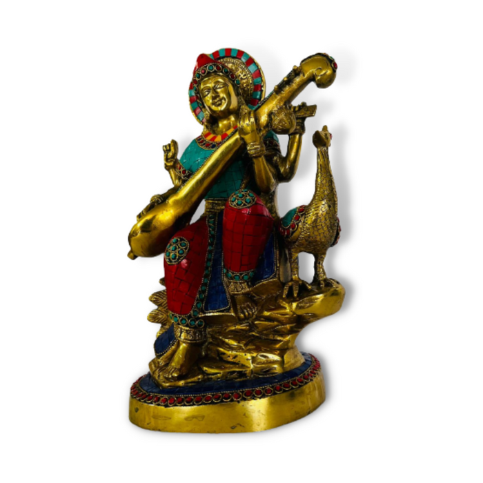 Saraswati Bronce con Piedras 38 cm