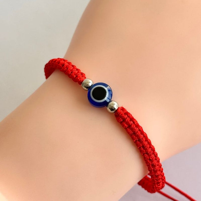 Pulsera Hilo Rojo Diseño Ojo Turco Azul
