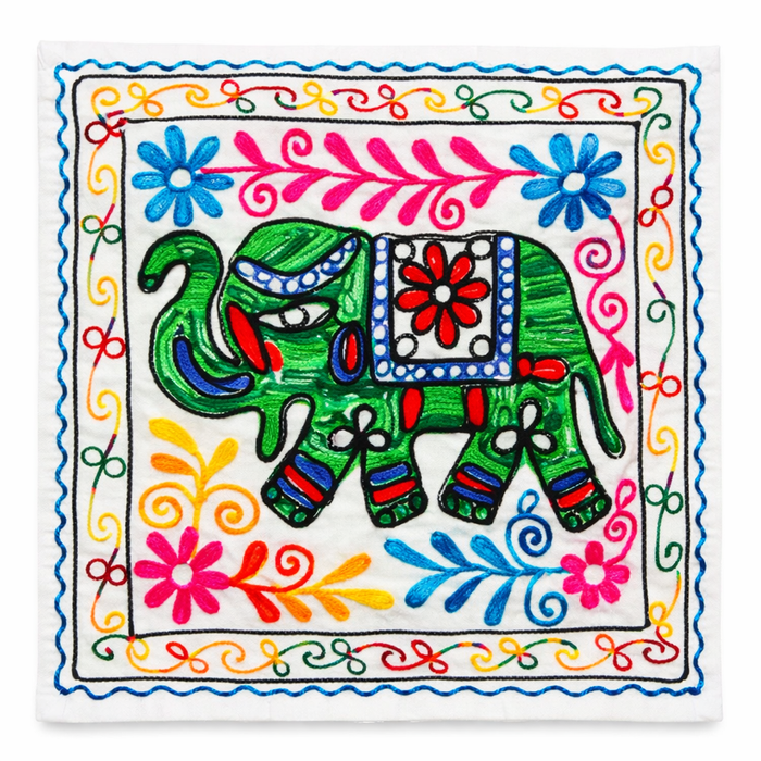 Funda de Cojín Elephant Verde y Rosado