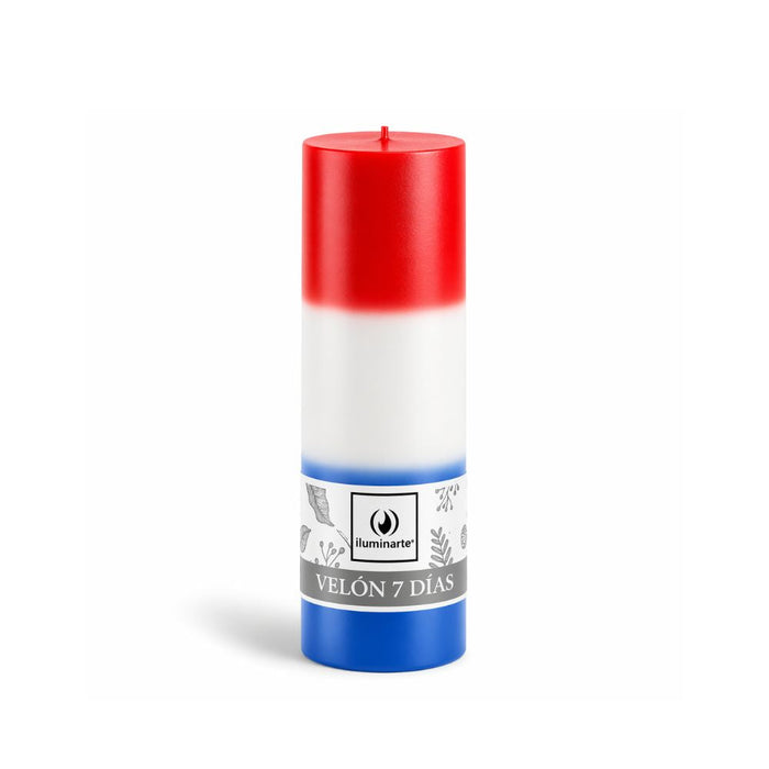 Velón Liso 7 Días Rojo Blanco Azul - María Desatanudos