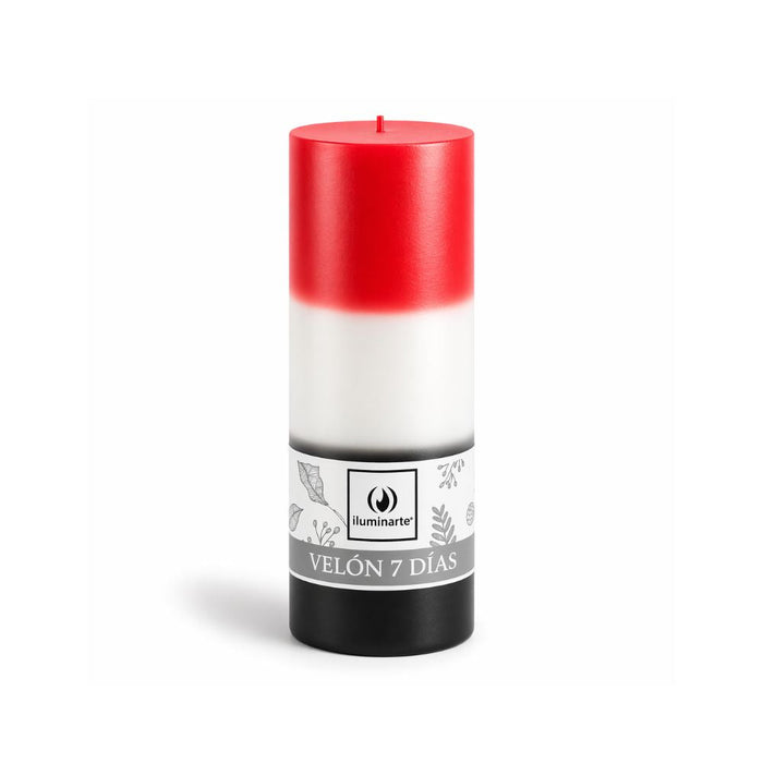 Velón Liso 7 Días Rojo Blanco Negro - San Cipriano