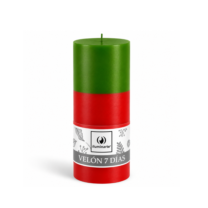 Velón Liso 7 Días Verde Rojo - San Expedito