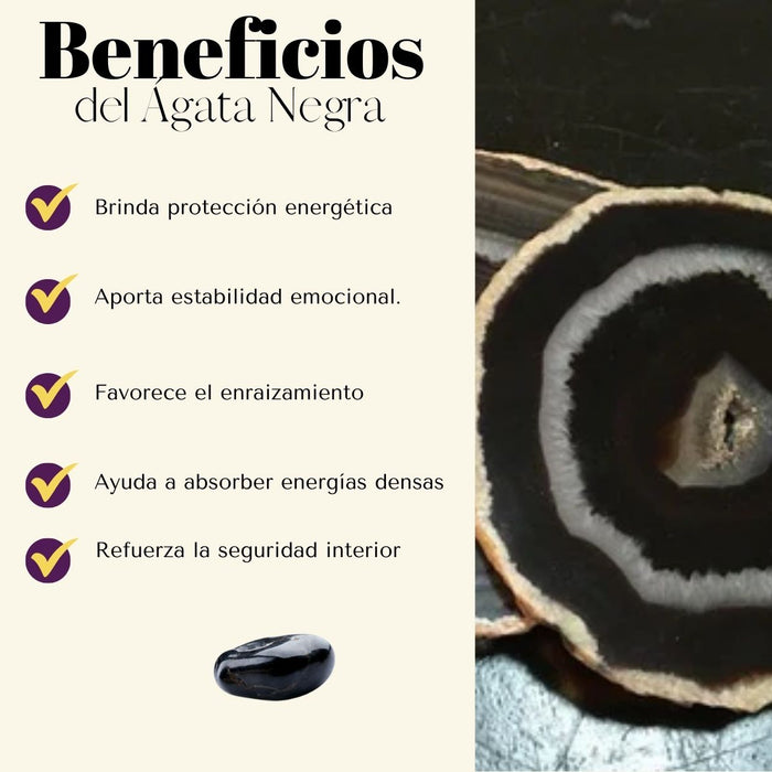 Pulsera Agata Negra 6mm