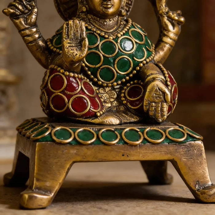 Laxmi de Bronce con Piedras 10 cm