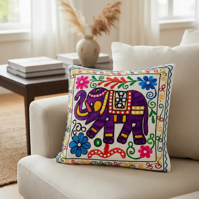 Funda de Cojín Elephant Morado y Rosado