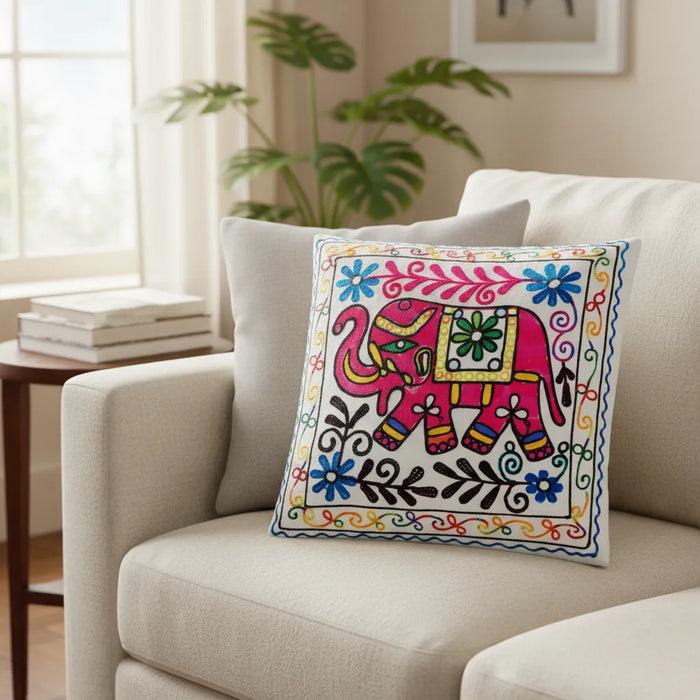 Funda de Cojín Elephant Rosado y Morado