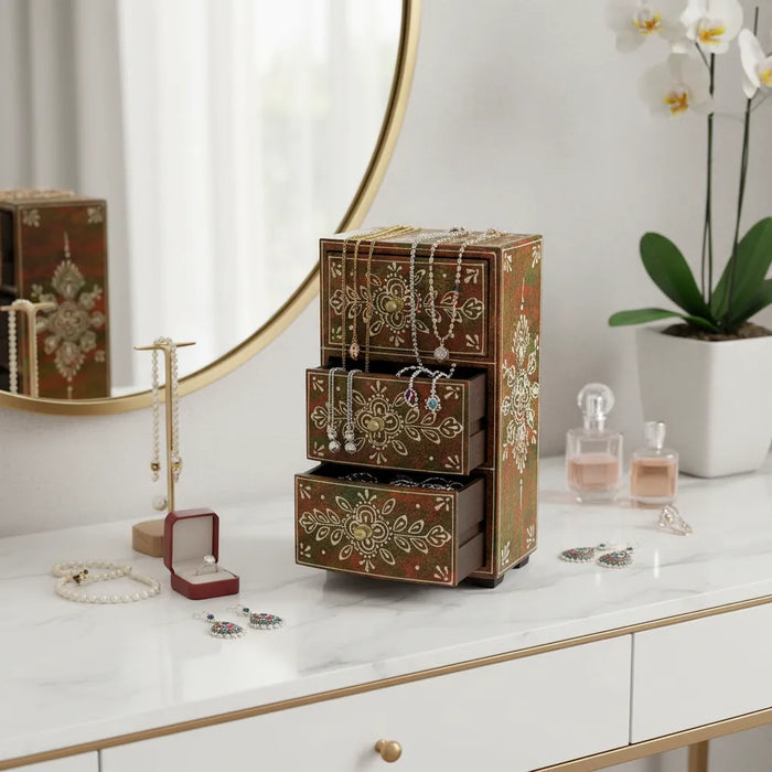 Cajonera Larga Esmeralda Carmesí 3 Cajones