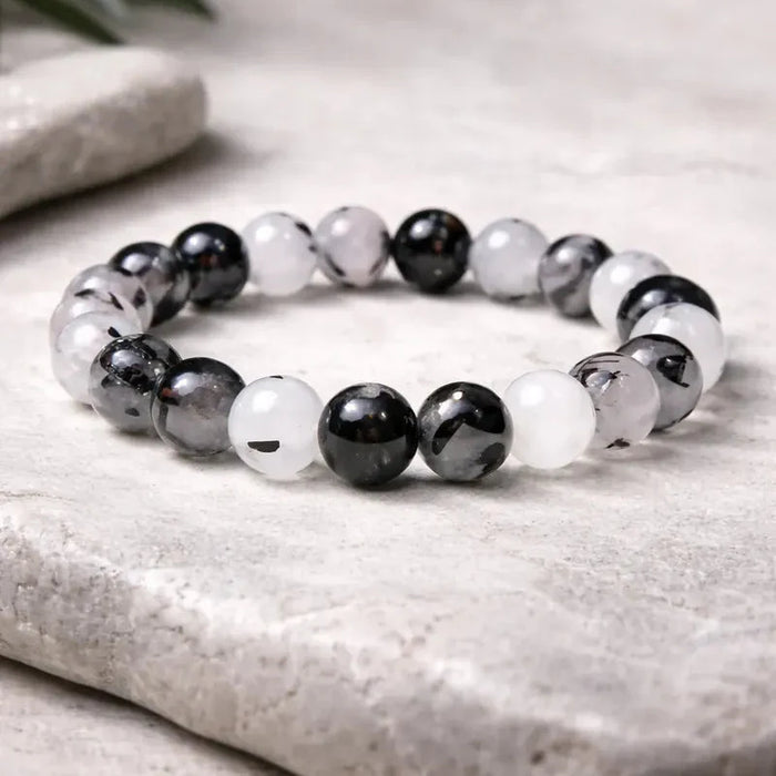 Pulsera Cuarzo Rutilado Negro 8mm