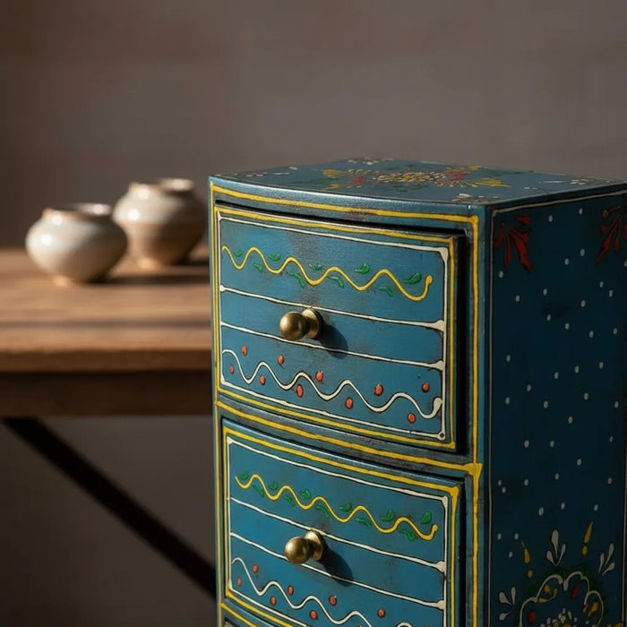 Cajonera Larga Celeste 4 Cajones