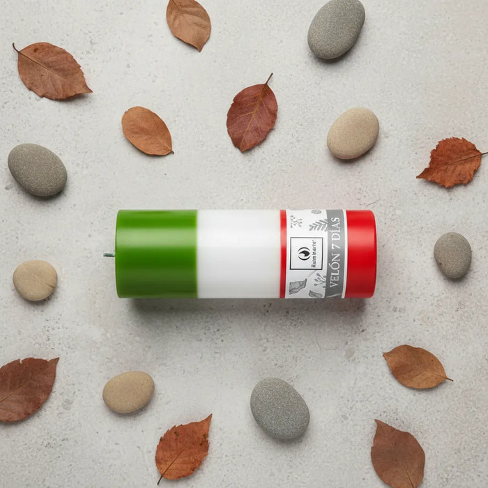 Velón Liso 7 Días Verde Rojo - San Expedito
