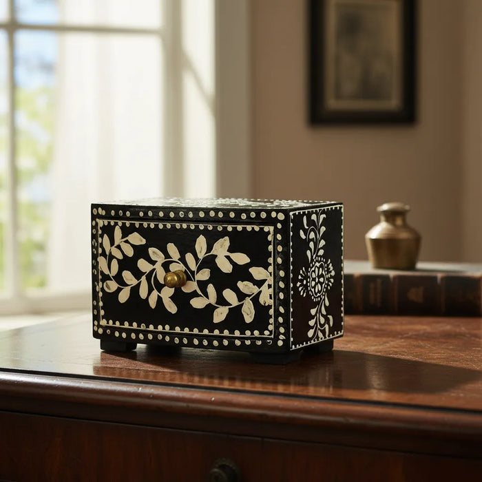 Cajonera India Negro Floral