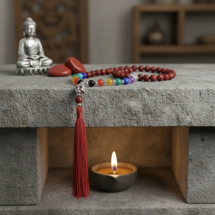 Japa Mala Buda Jaspe Rojo 6mm