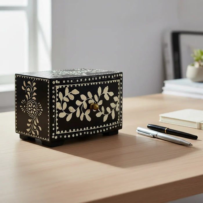 Cajonera India Negro Floral