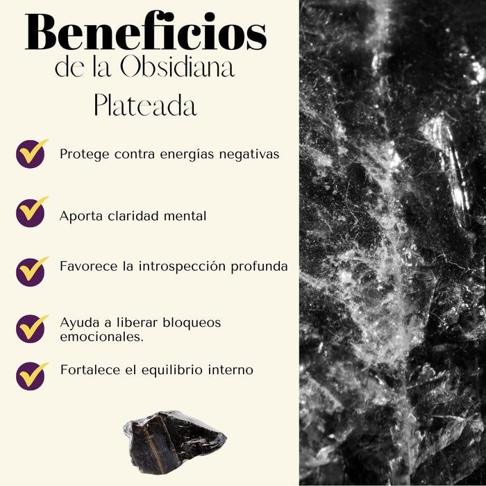 Pulsera Obsidiana Plateada 6mm