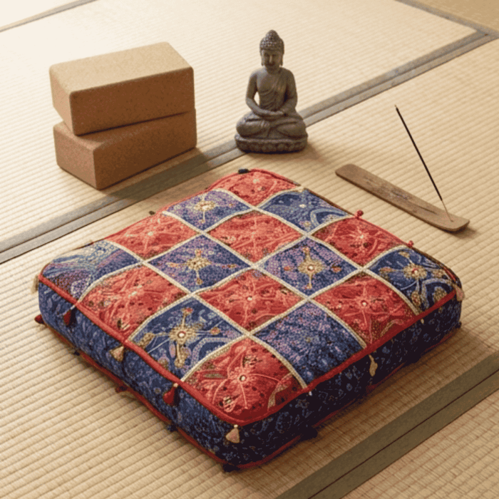 Cojin de Suelo Patchwork Azul Extra Grande