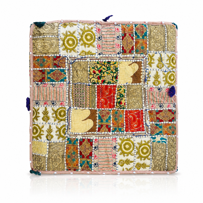 Cojin Patchwork Blanco Cuadrado Grande