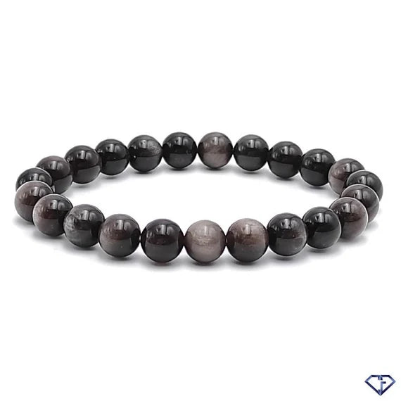 Pulsera Obsidiana Plateada 8mm