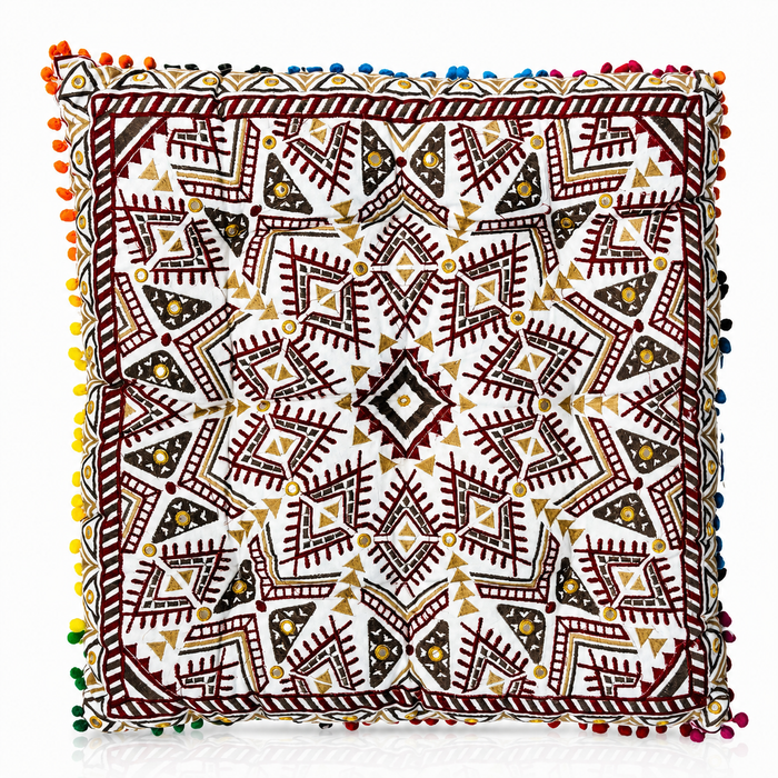 Cojin Boho Burdeo Cuadrado Grande