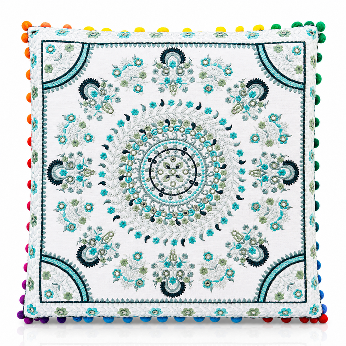 Cojin Boho Verde Cuadrado Grande
