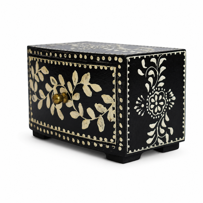 Cajonera India Negro Floral