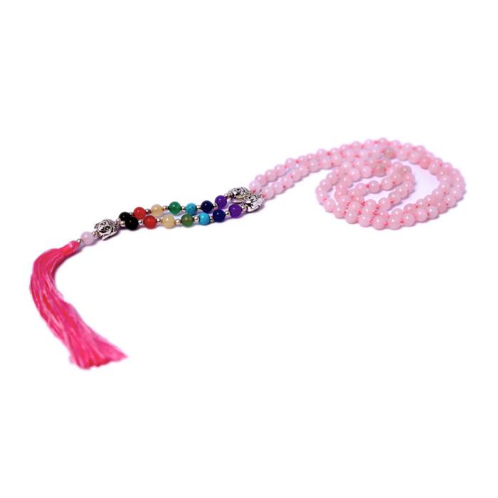 Japa Mala Budda Cuarzo Rosa 6mm