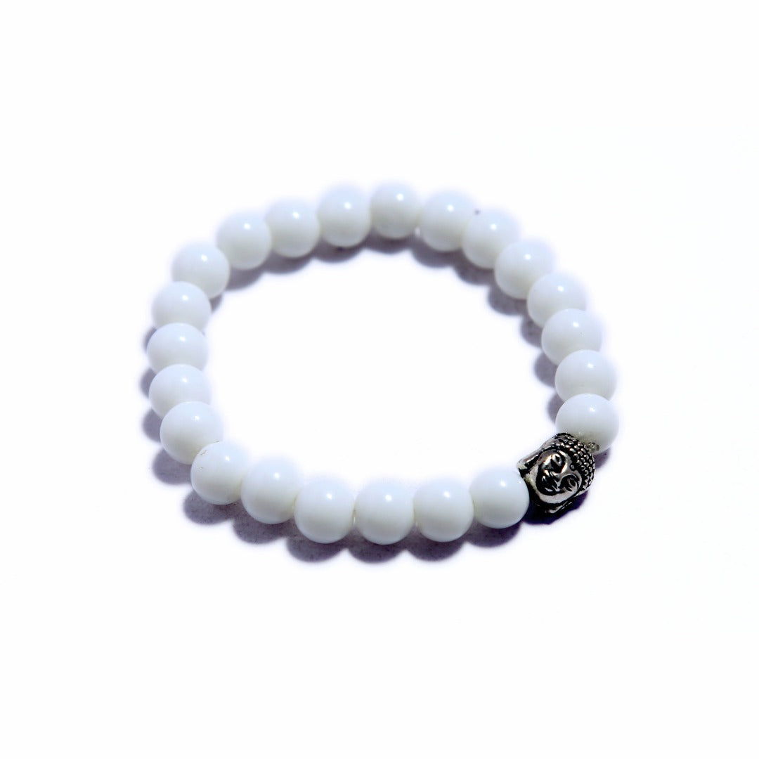 Pulsera Budda Charm Agata Blanco — Rincón Himalaya B2B