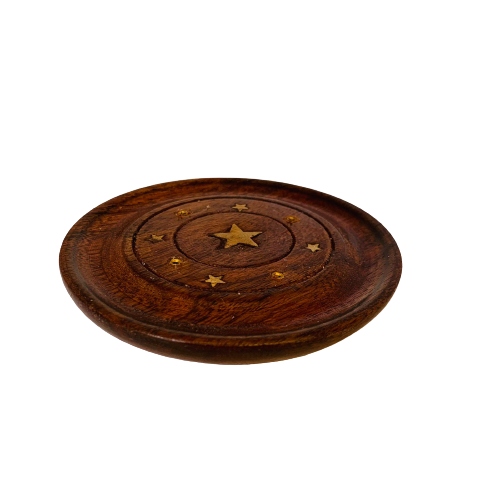 Porta Incienso Redondo de Madera: Estrella