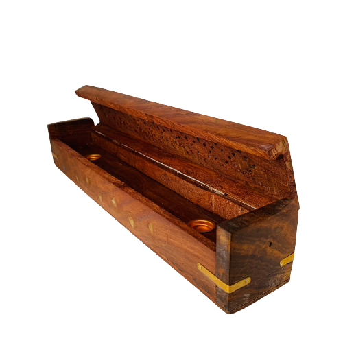 Porta Incienso Caja de Madera - Corazones