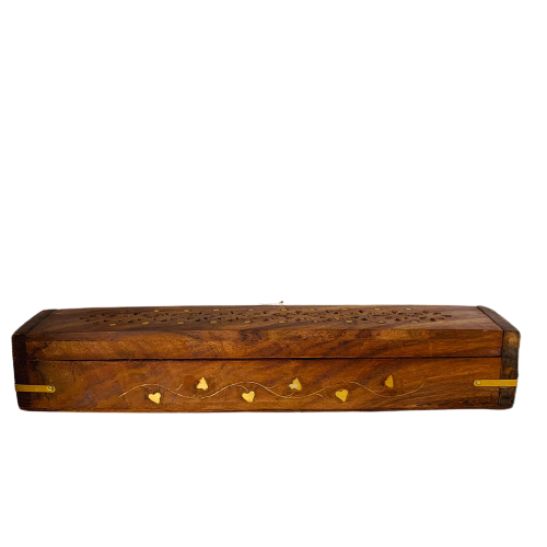 Porta Incienso Caja de Madera - Corazones